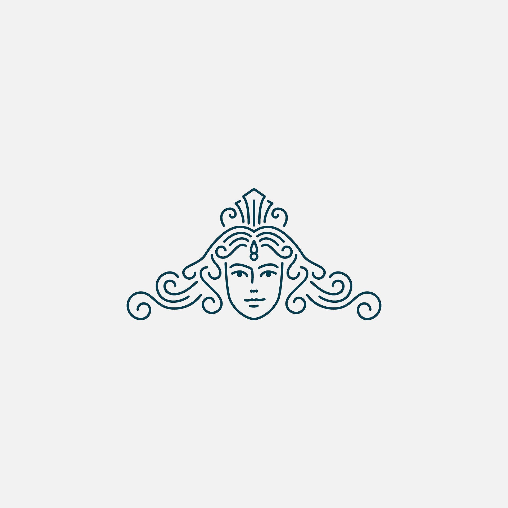 Logo raffigurante un volto di un decoro barocco
