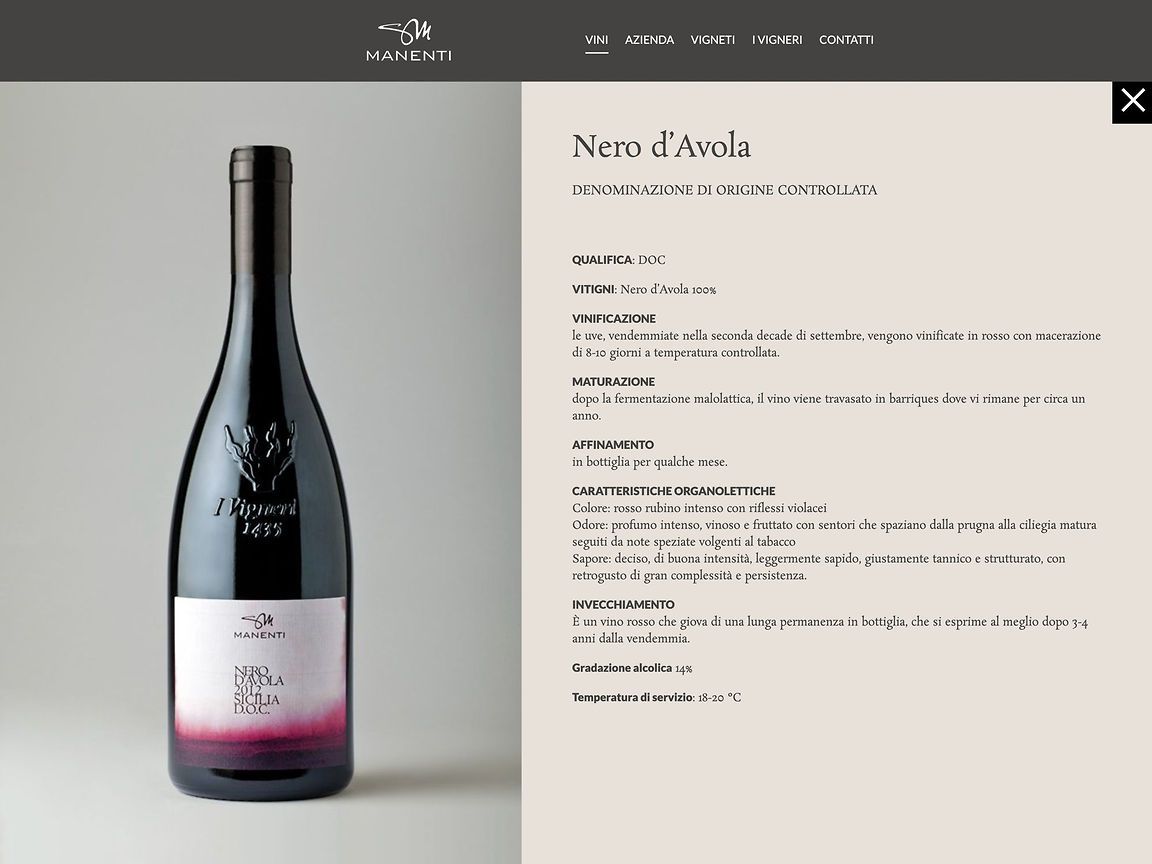 Sito internet one-page per l’azienda vinicola Manenti