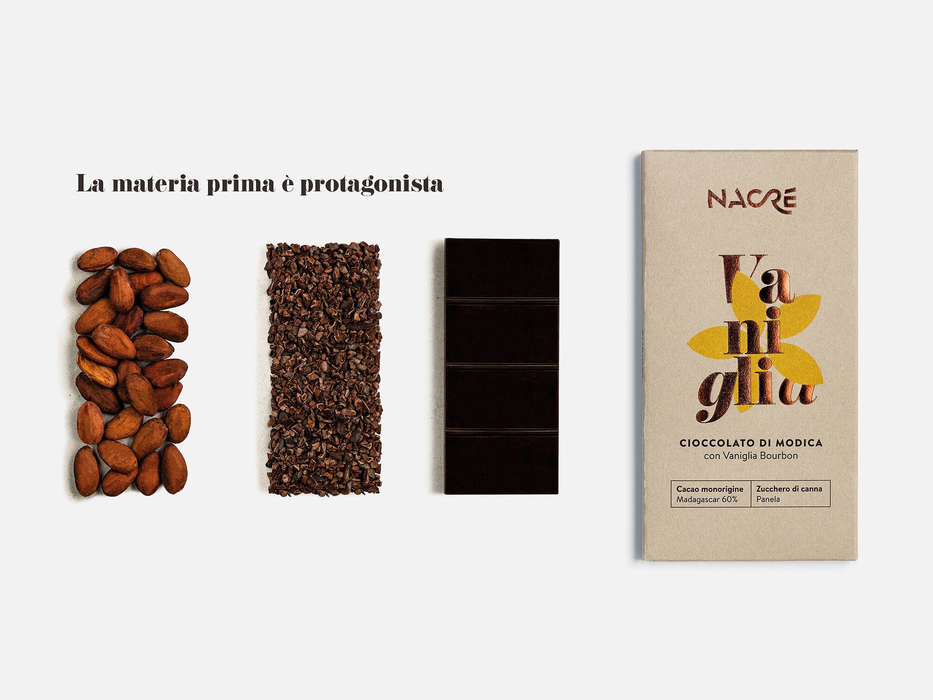 Packaging tavolette di cioccolata di Modica - Nacré