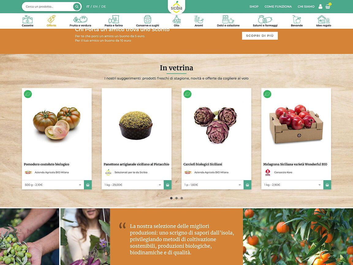 Web design per Sicibia, e-commerce prodotti tipici siciliani